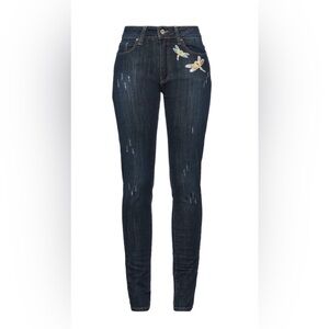 NWT !🌹Blugirl blumarine Embroidered Dark Blue Skinny Jeans